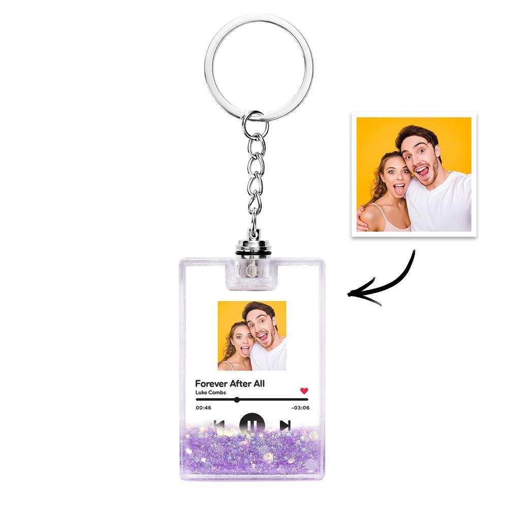 Custom Photo Scannable Spotify Code Illuminated Quicksand Keychain Gift for Any Occasion - yournamenecklaceuk