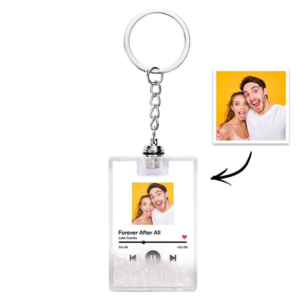 Custom Photo Scannable Spotify Code Illuminated Quicksand Keychain Gift for Any Occasion - yournamenecklaceuk