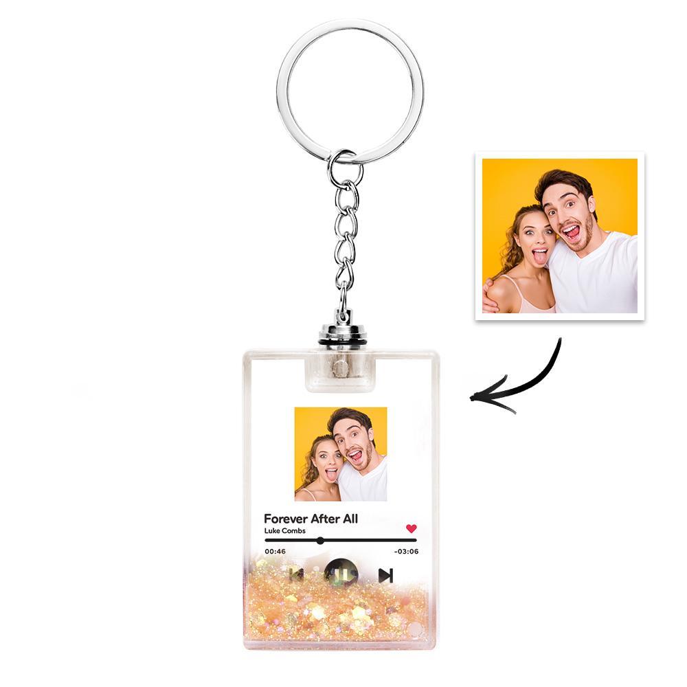 Custom Photo Scannable Spotify Code Illuminated Quicksand Keychain Gift for Any Occasion - yournamenecklaceuk