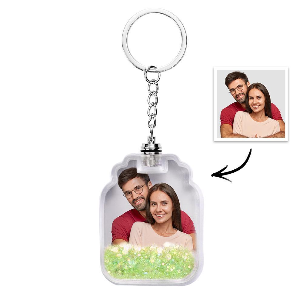 Custom Photo Quicksand Glowable Drift Bottle Shape Keychain - yournamenecklaceuk