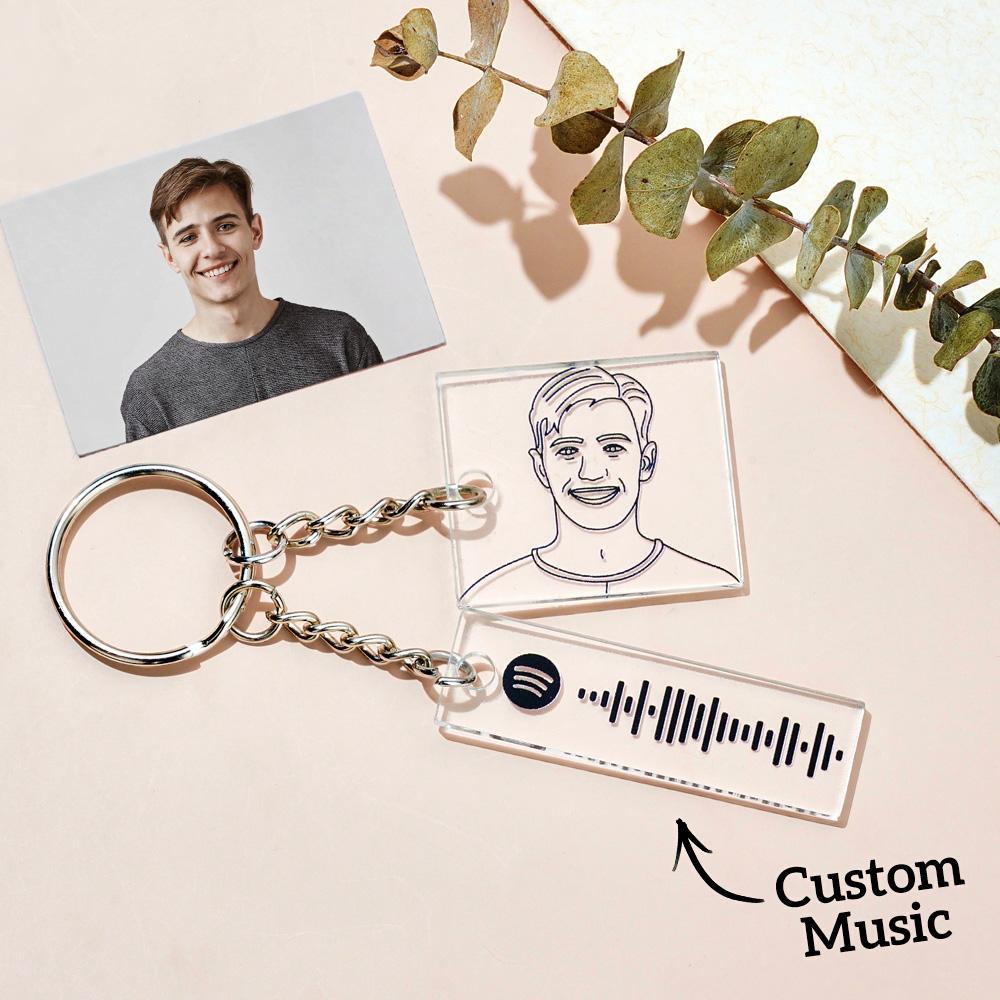 Personalized Photo Keychain Custom Scannable Spotify Code Keychain Memorial Song Gift - yournamenecklaceuk