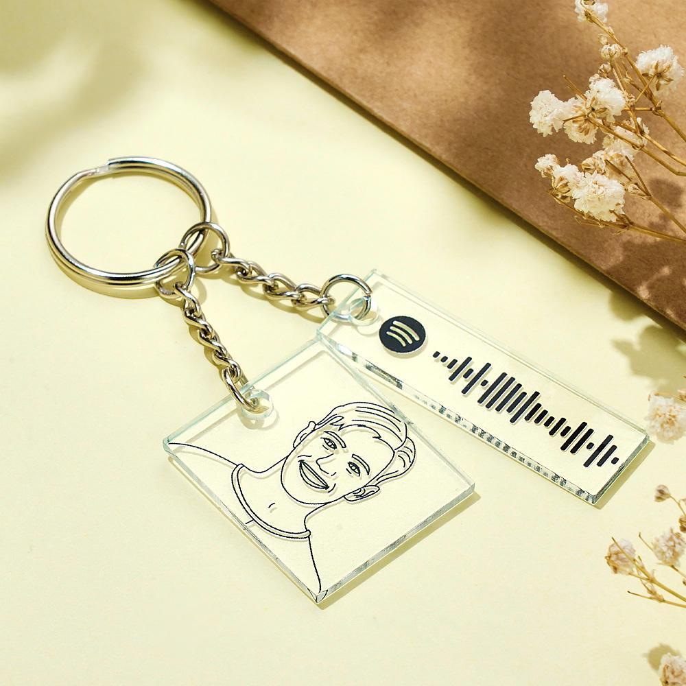 Personalized Photo Keychain Custom Scannable Spotify Code Keychain Memorial Song Gift - yournamenecklaceuk
