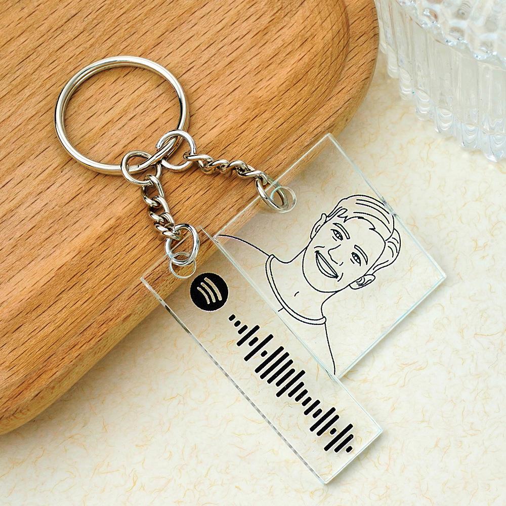 Personalized Photo Keychain Custom Scannable Spotify Code Keychain Memorial Song Gift - yournamenecklaceuk