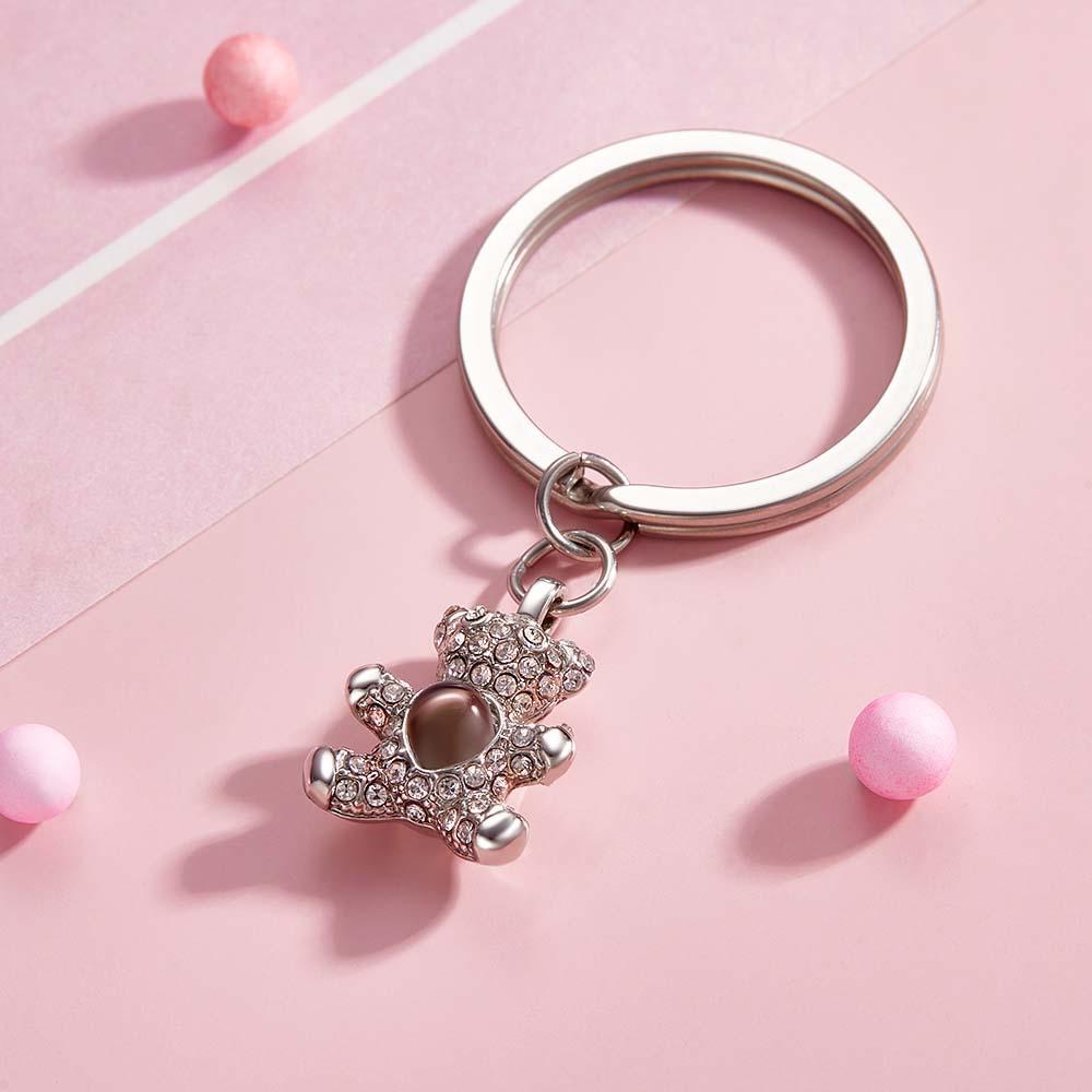 Custom Photo Projection Keychain Cute Bear Personalized Photo Keychain Gift - yournamenecklaceuk