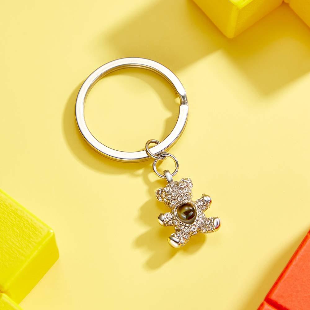 Custom Photo Projection Keychain Cute Bear Personalized Photo Keychain Gift - yournamenecklaceuk