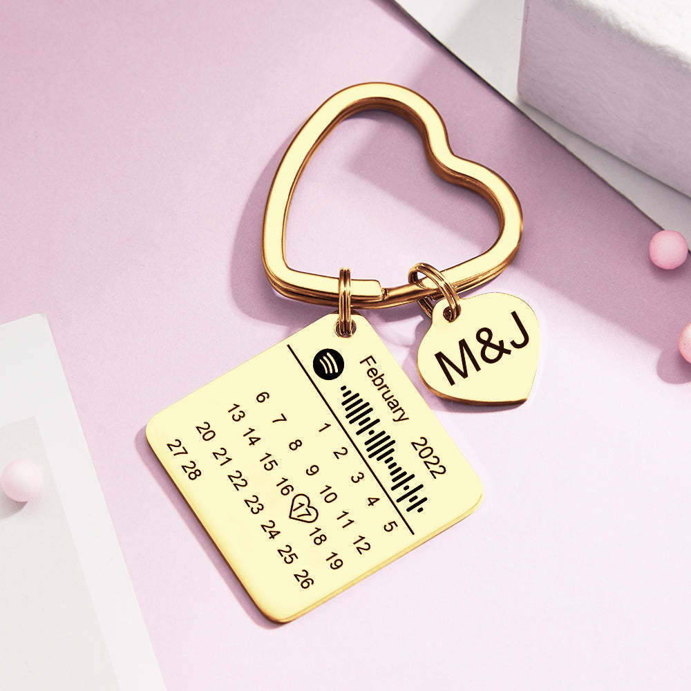 Custom Spotify Calendar Custom Calendar Photo Keychain Anniversary Gifts Heart Shape Keychain Couple Gift - yournamenecklaceuk