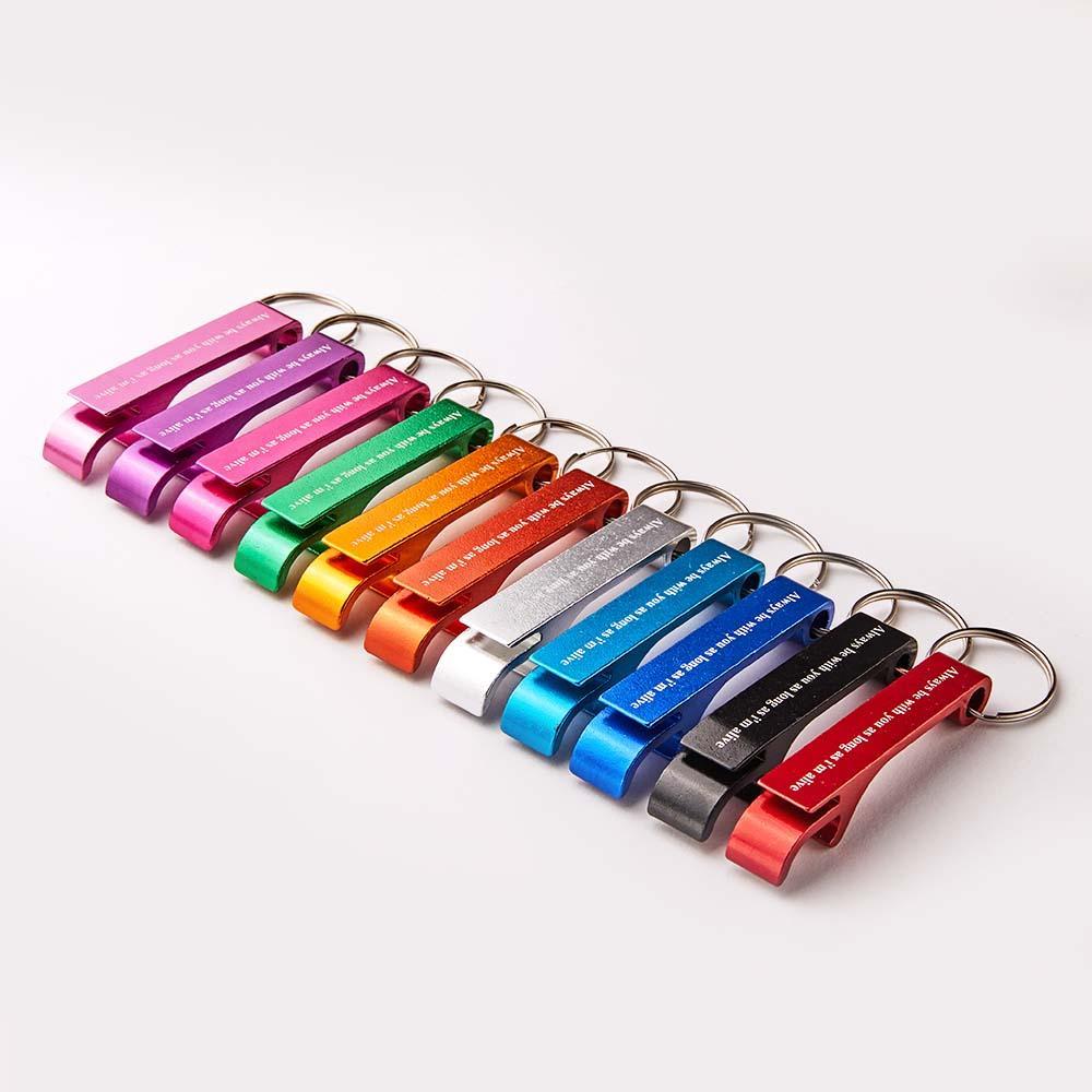 Custom Text Multi-colour Bottle Opener Keychain Personalized Beer Bottle Opener Gift for Him - yournamenecklaceuk