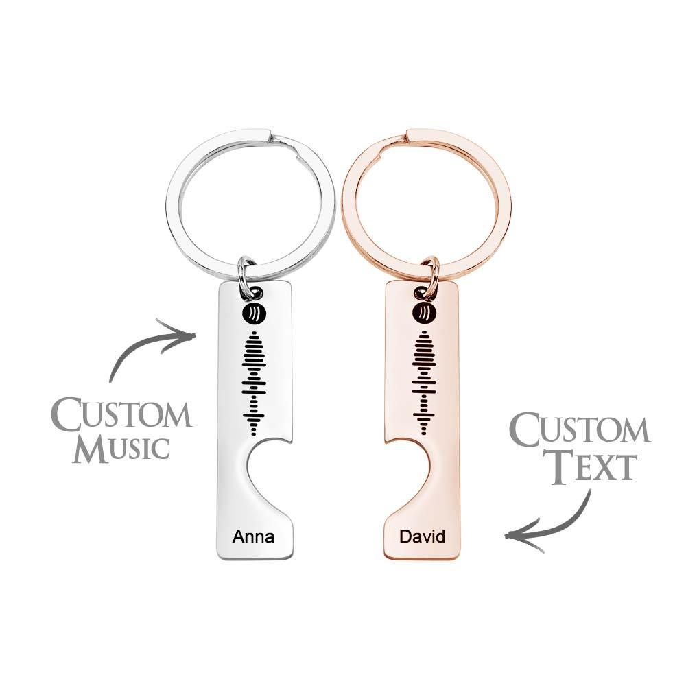 Custom Text Scannable Spotify Code Keychain 2pcs a Set - yournamenecklaceuk