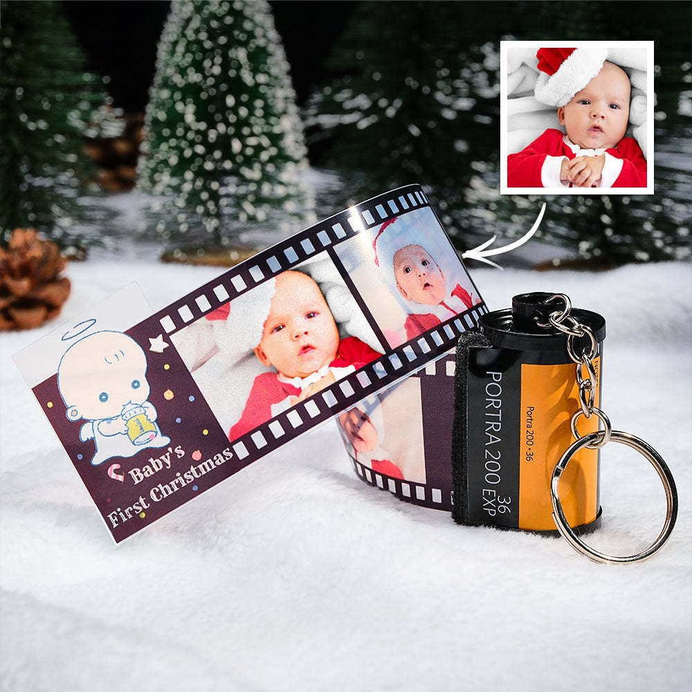 Custom Photo Film Roll Keychain Baby Birthday Theme Camera Keychain Christmas Day Gift - yournamenecklaceuk