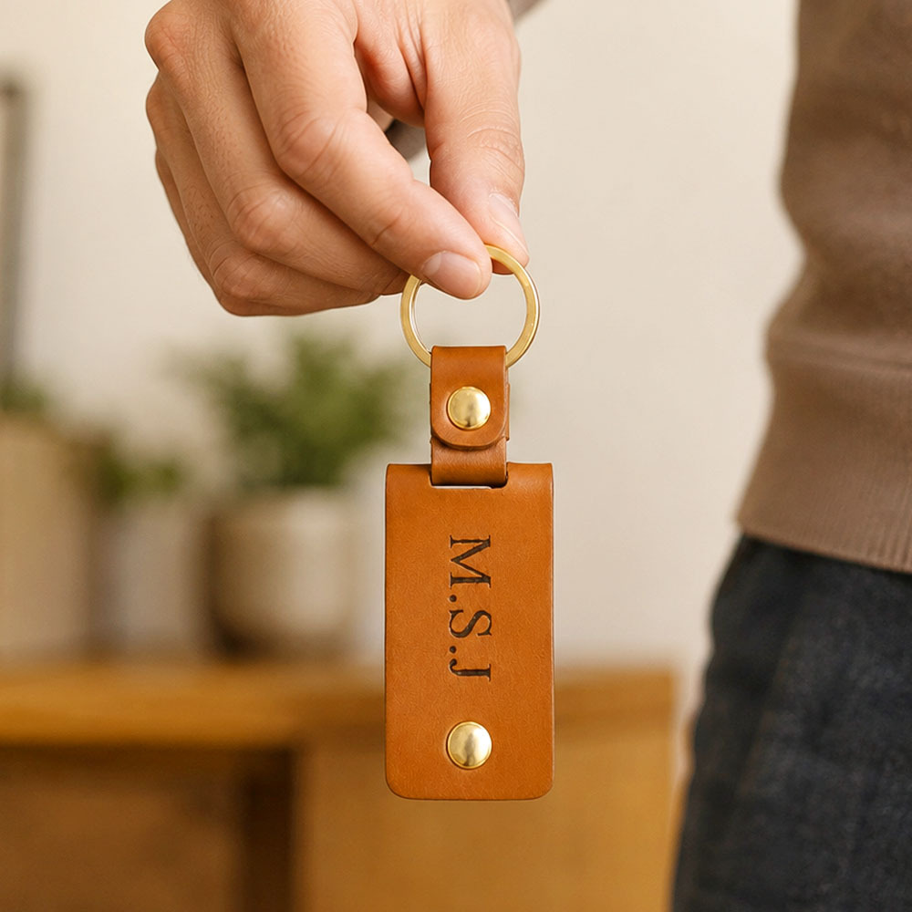 Personalized Inscription Leather Photo Keychain Custom Text Multi Picture Keyring Father's Day Gift for Best Dad Ever -  NameNecklaceUK