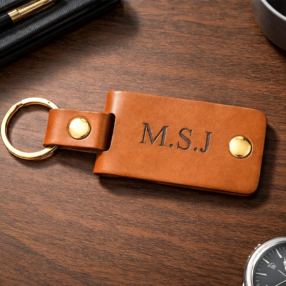 Personalized Inscription Leather Photo Keychain Custom Text Multi Picture Keyring Father's Day Gift for Best Dad Ever -  NameNecklaceUK