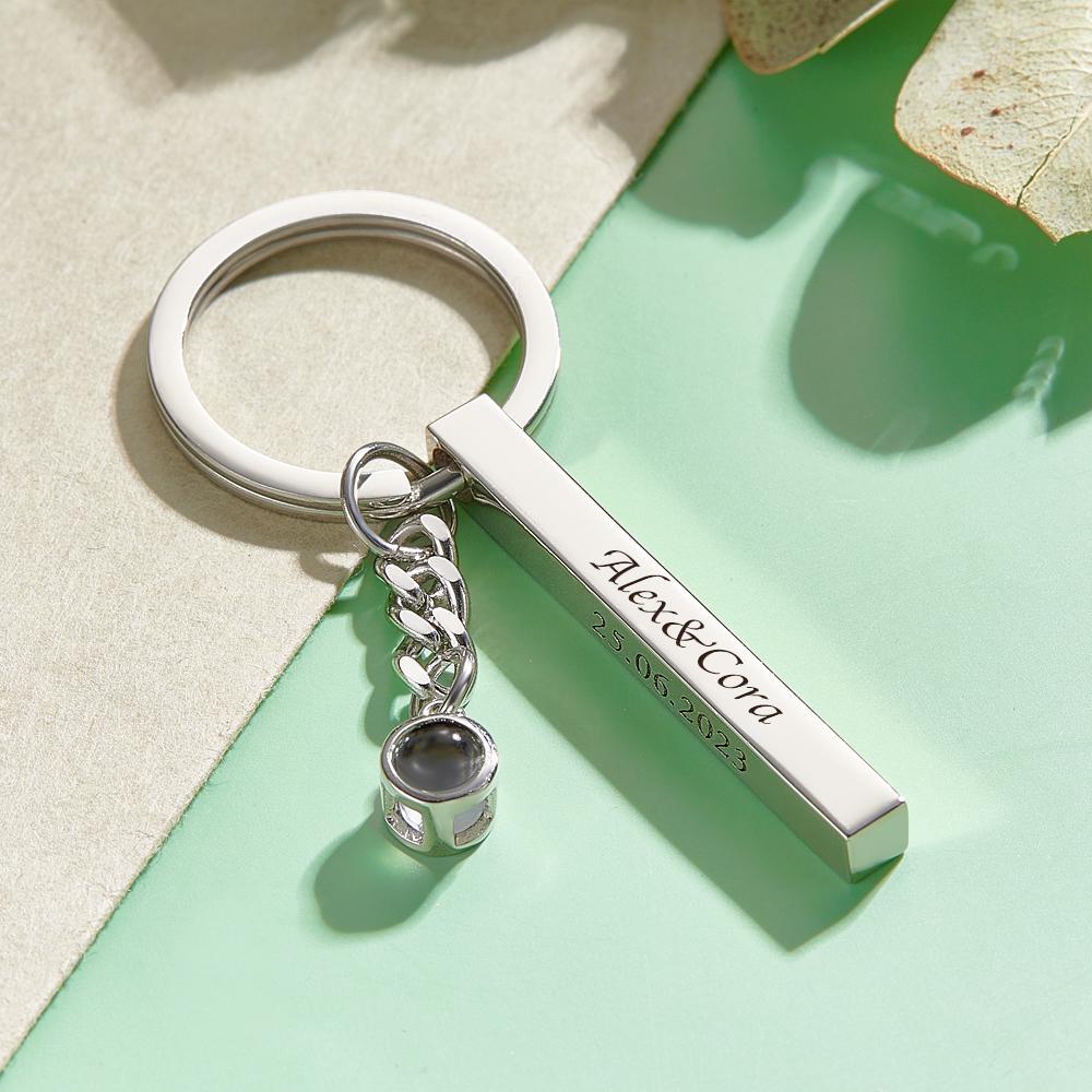 Custom Engraved Projection Keychain Simple Strip Gift - yournamenecklaceuk