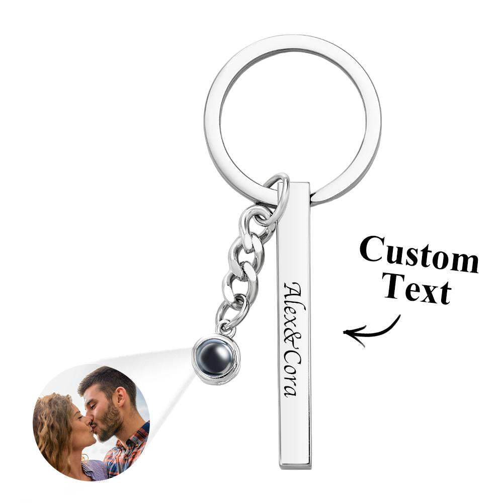 Custom Engraved Projection Keychain Simple Strip Gift - yournamenecklaceuk