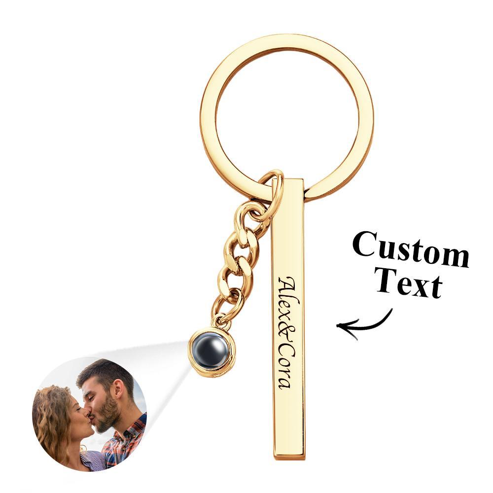 Custom Engraved Projection Keychain Simple Strip Gift - yournamenecklaceuk