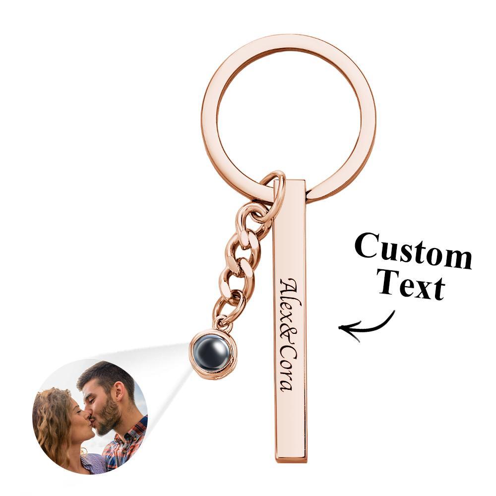 Custom Engraved Projection Keychain Simple Strip Gift - yournamenecklaceuk