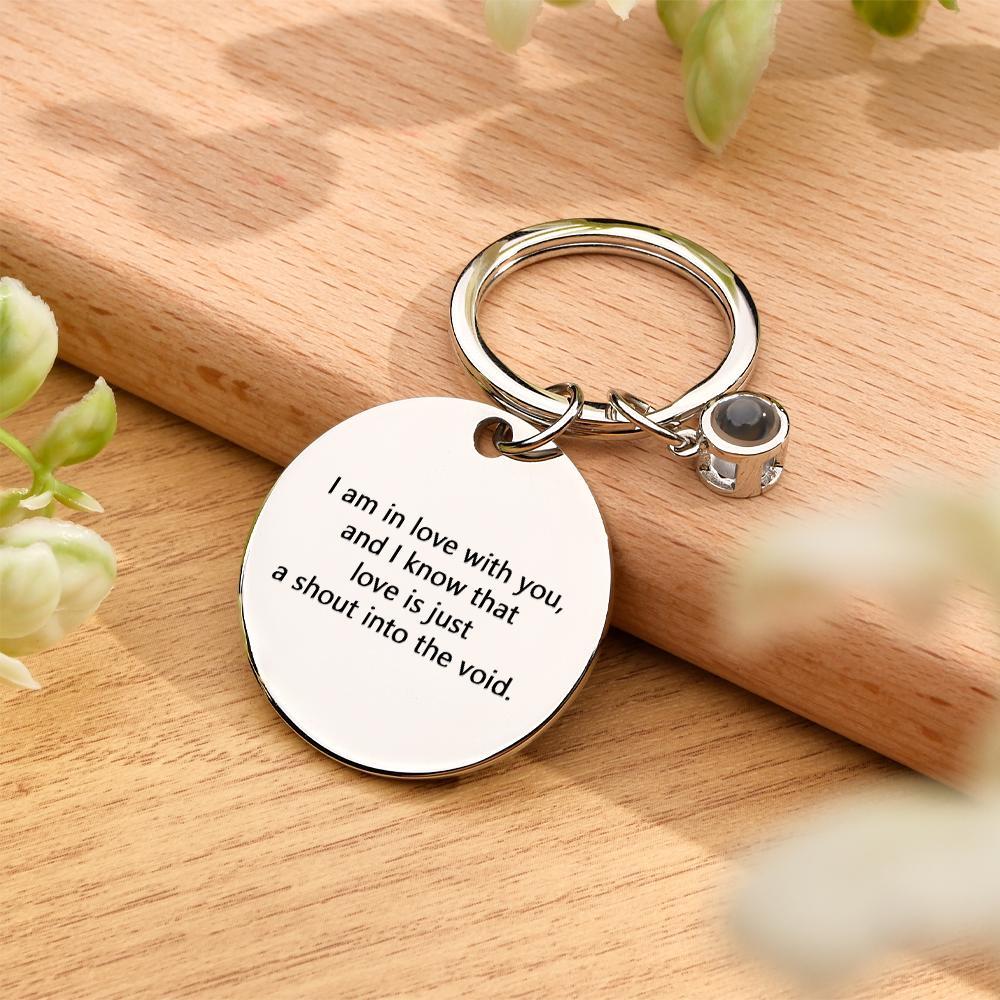 Custom Photo Projection Keychain Personalized Calendar with Text Key Ring - yournamenecklaceuk