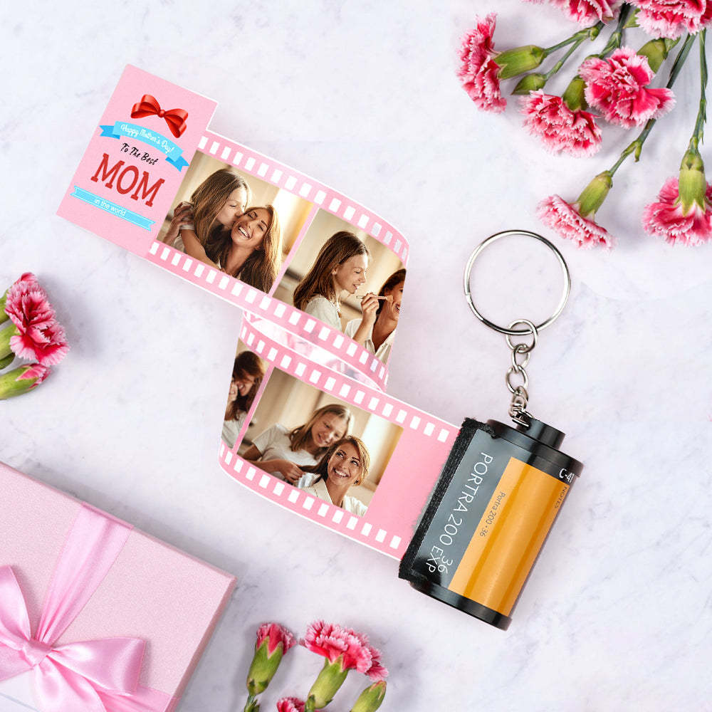 Custom Photo Film Roll Keychain Storyful The Best Mom Camera Keychain Mother's Day Gift - yournamenecklaceuk