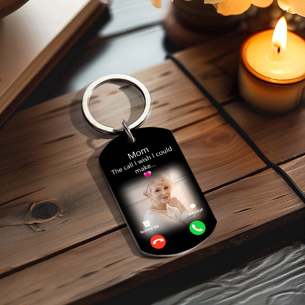 Custom Photo Keychain The Call I Wish I Could Make Memorial Gift Personalized Aluminum Keyring - yournamenecklaceuk