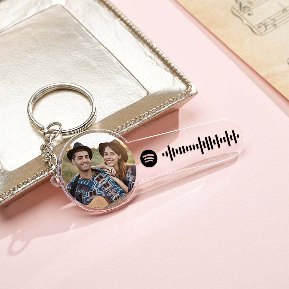 Personalized Photo Music Acrylic Keychain Custom Spotify Song keychain - yournamenecklaceuk