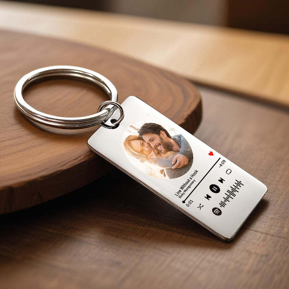Custom Scannable Spotify Code Plaque Keychain Music and Photo Acrylic Music Song Keychain - yournamenecklaceuk