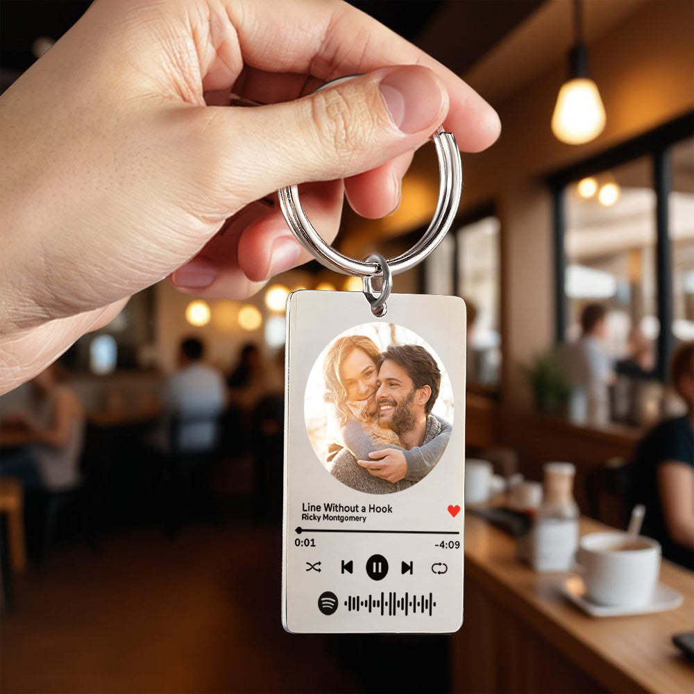Custom Scannable Spotify Code Plaque Keychain Music and Photo Acrylic Music Song Keychain - yournamenecklaceuk