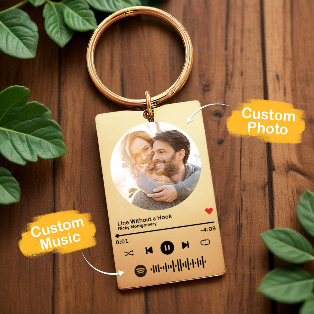 Custom Scannable Spotify Code Plaque Keychain Music and Photo Acrylic Music Song Keychain - yournamenecklaceuk