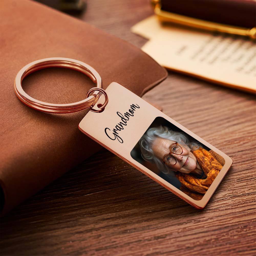 Custom Photo Keychain Sympathy Gift Loss Mother's Lovre Memory Gift for Loss of Grandmother - yournamenecklaceuk