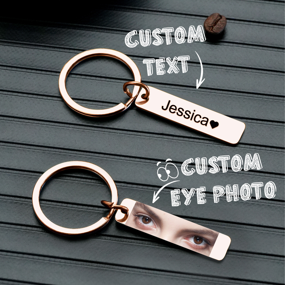 Custom Eye Keychain Personalized Double-Sided Keychain Color Photo Custom Text Best Gift For Anniversary -  NameNecklaceUK