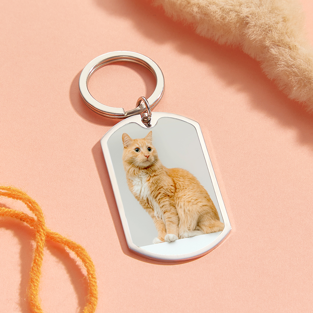 Custom Photo Keychain Personalized Pet Memorial  Gifts For Dogs, Cats - A Loyal Heart Never Fades -  NameNecklaceUK