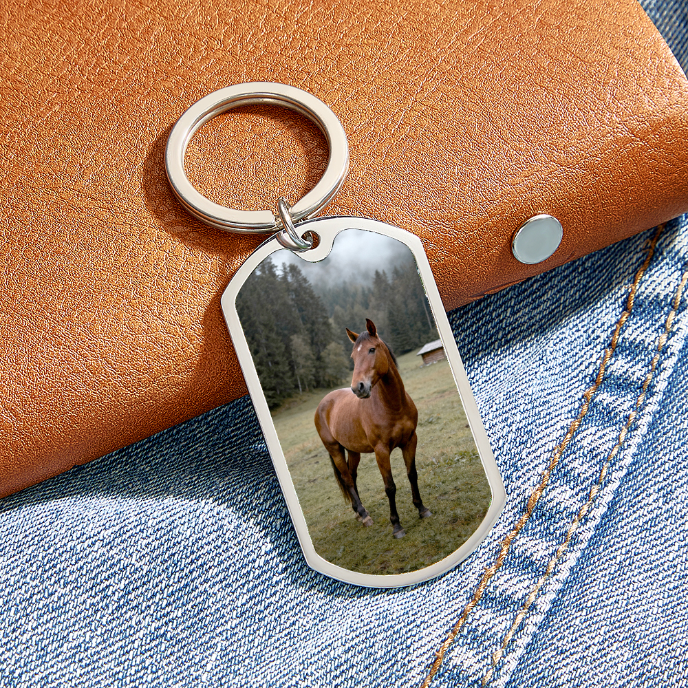 Custom Photo Keychain Personalized Pet Memorial  Gifts For Dogs, Cats - A Loyal Heart Never Fades -  NameNecklaceUK