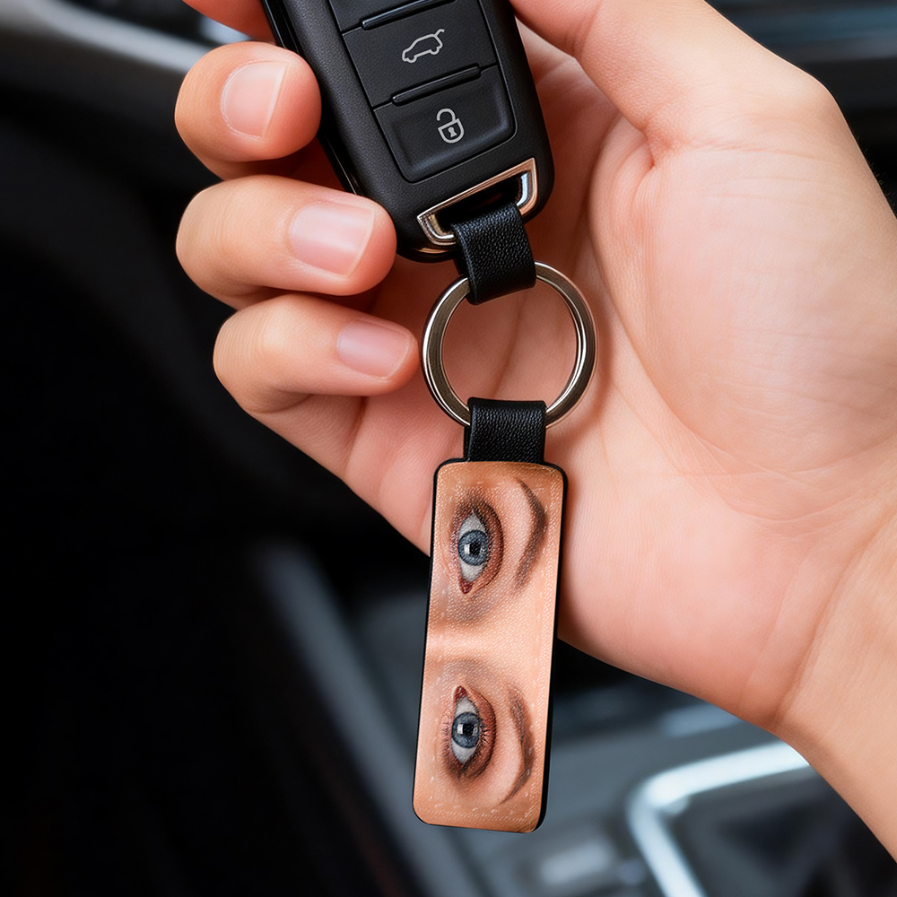 Custom Eyes Keychain Personalized Photo Leather Keyring Drive Safe Keychian for Boyfriend Anniversary Valentine's Day Gift -  NameNecklaceUK