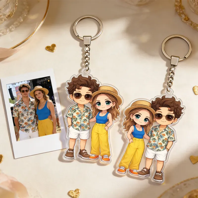 Custom Chibi Name Acrylic Keychain – Personalized Cartoon Character Keyring from Your Photo -  NameNecklaceUK