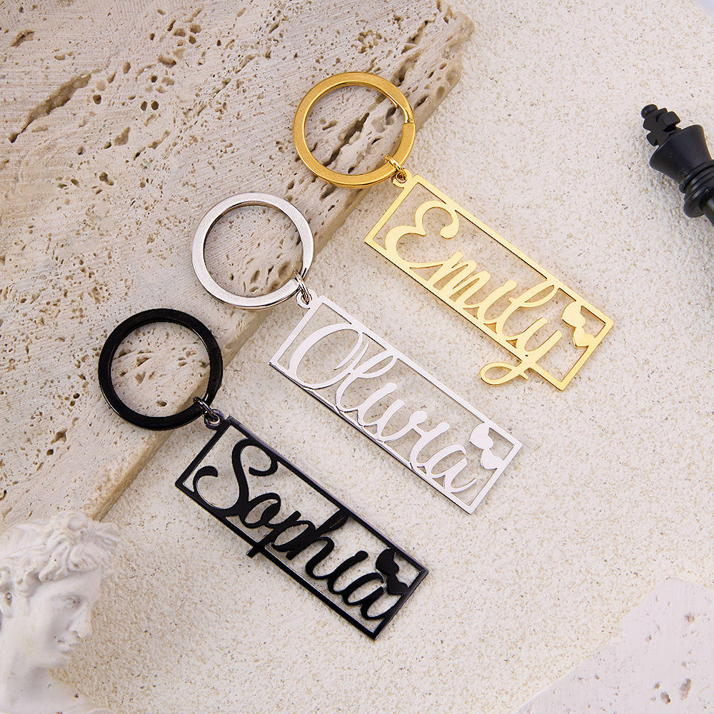 Personalized Name Keychain Custom Name Key Chain With Heart Engraved Birthday Gift Anniversary Gift Valentine's Day Gift for Him -  NameNecklaceUK