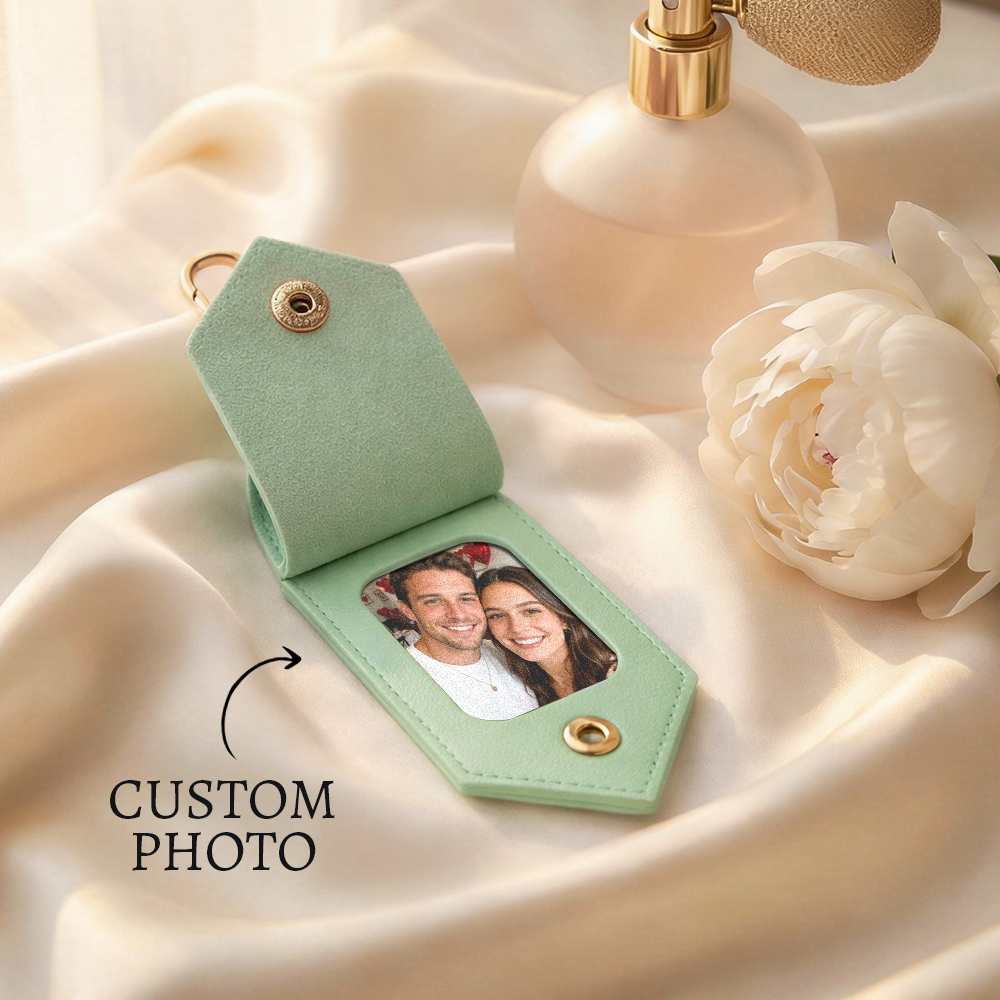 Personalized Photo Leather Keychain Custom Picture Keychain Engraved Leather Keychain Valentine's Day Gift -  NameNecklaceUK