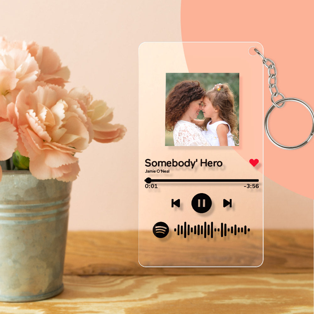 Spotify Glass Custom Scannable Keyring Spotify Code Music Plaque Keychain Mother's Day Gift