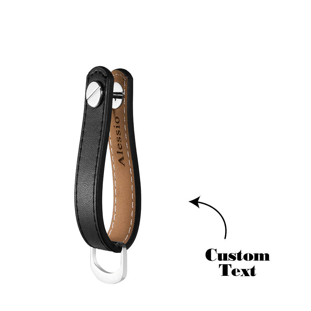 Custom Engraved Keychain Simple Leather Men's Gifts - yournamenecklaceuk