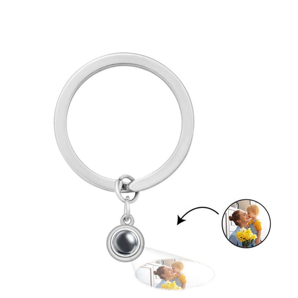 Mother's Day Gifts Custom Photo Projection Keychain Personalized Key Ring