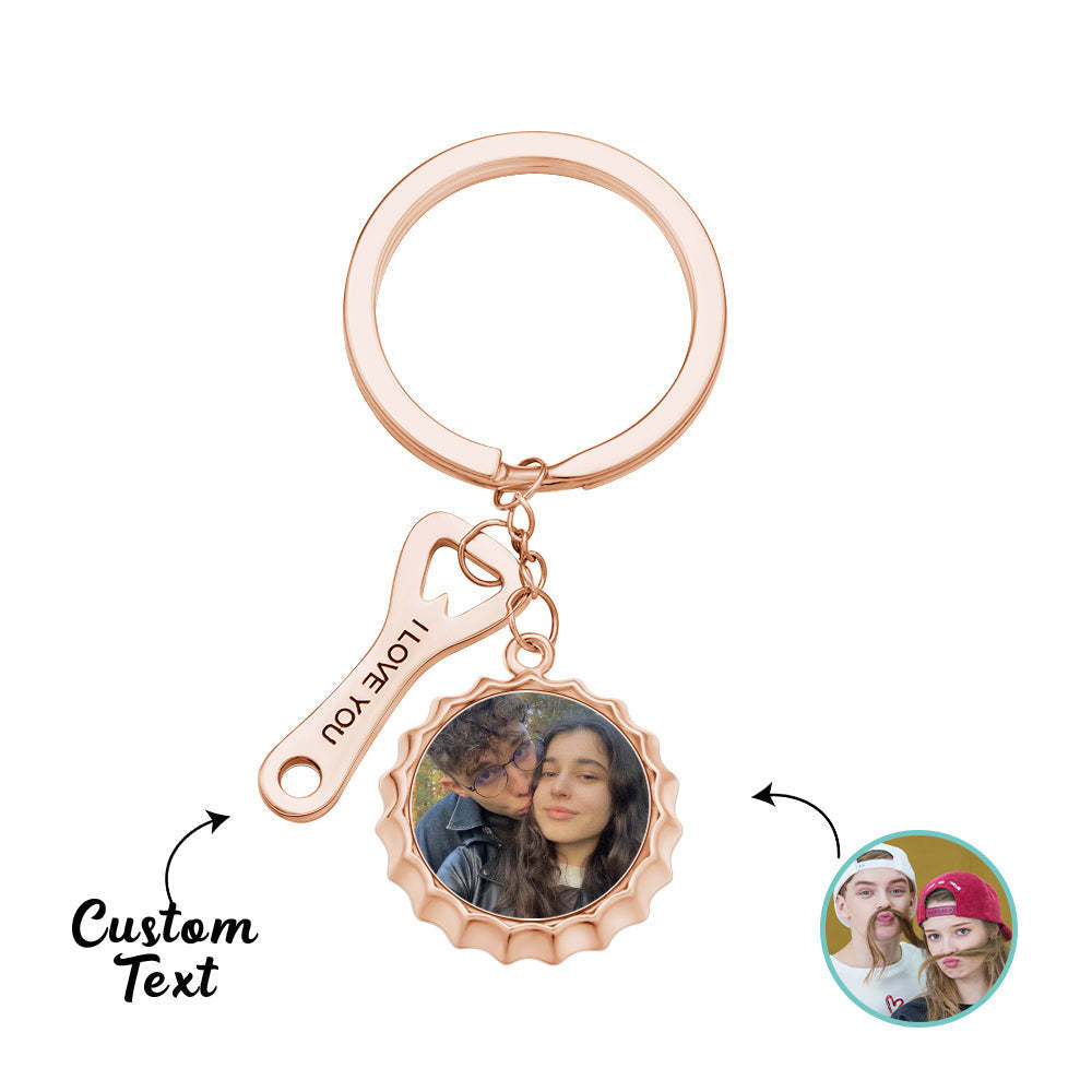 Custom Photo Engraved Keychain Bottle Opener Funny Gifts - yournamenecklaceuk