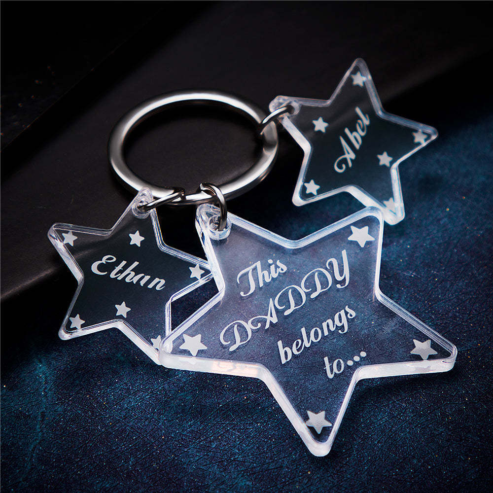 Custom Engraved Keychain Unique Star Acrylic Gifts - yournamenecklaceuk