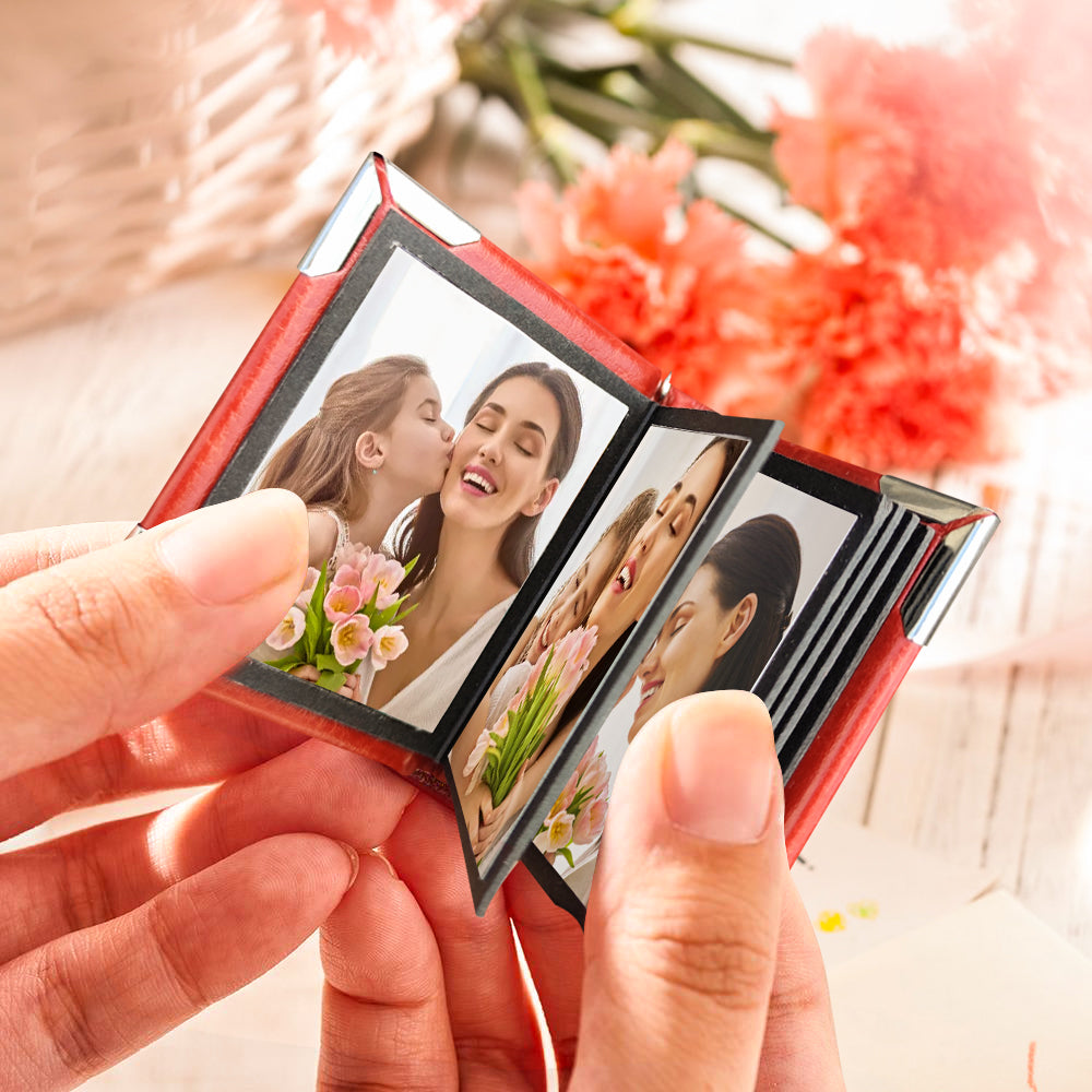 Mother's Day Gifts Custom Photo Album Keychain Personalized Photo Leather Keychain