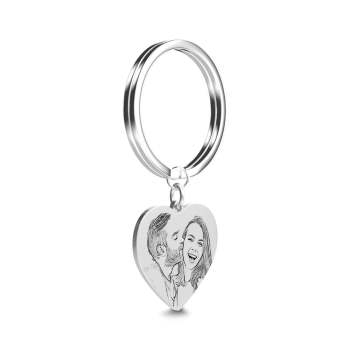 Personalized Calendar and Photo Keychain, Heart Keychain, Anniversary Gift for Couple - yournamenecklaceuk