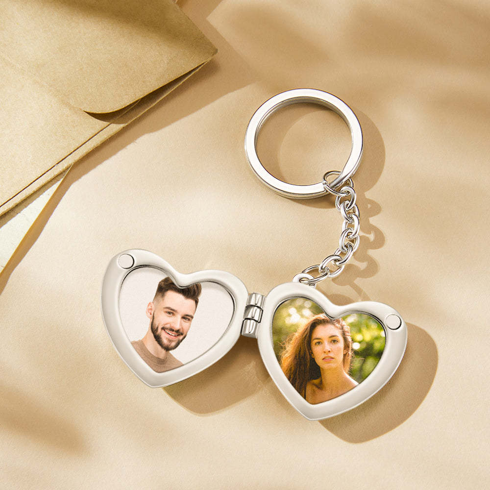 Custom Photo Keychain Double Photo Frame Heart-shaped Keychain Commemorative Gift - yournamenecklaceuk