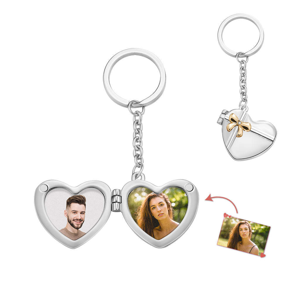Custom Photo Keychain Double Photo Frame Heart-shaped Keychain Commemorative Gift - yournamenecklaceuk