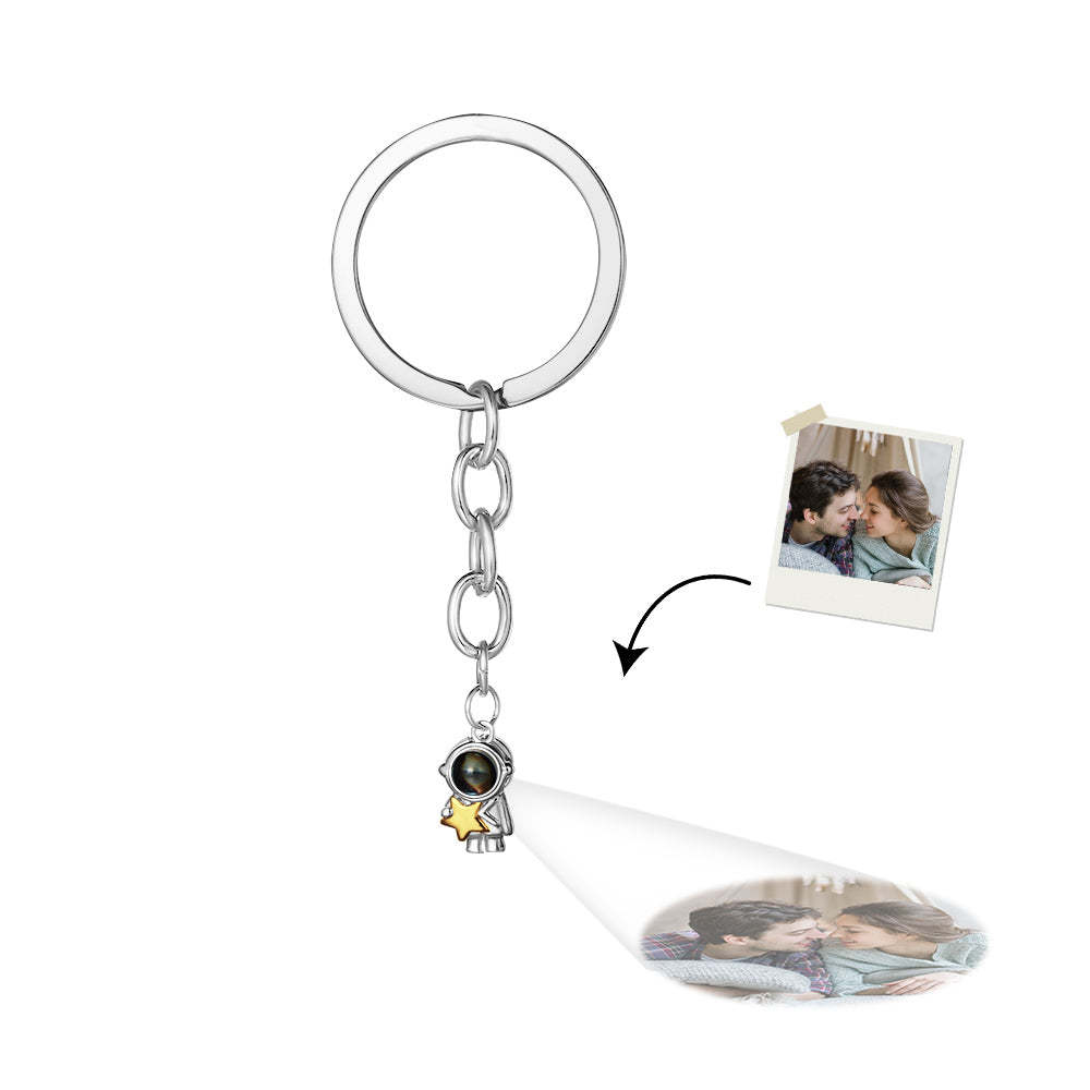 Custom Photo Projection Keychain Astronaut Moon and Star Keychain Creative Gift - yournamenecklaceuk