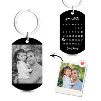 Custom Photo Calendar Keychain Tag Keychain Father's Day Gift for Dad - yournamenecklaceuk