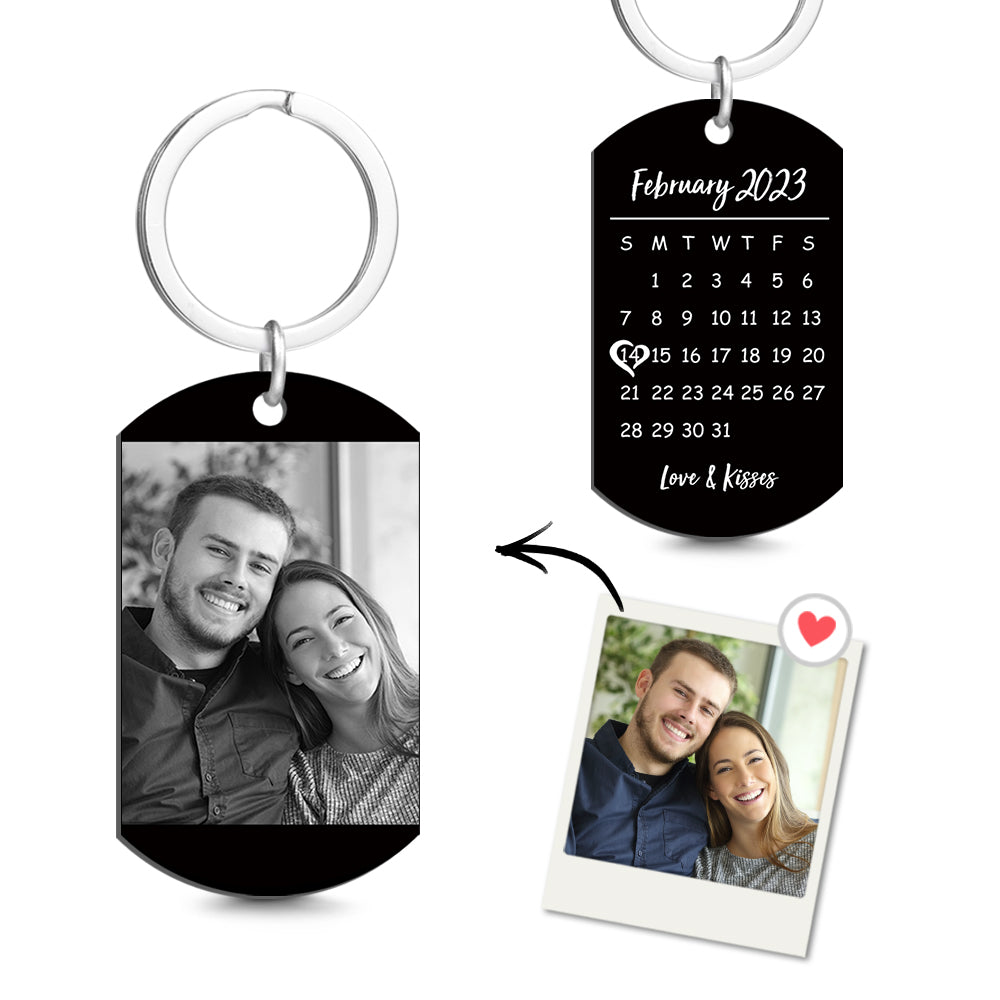 Custom Photo Calendar Keychain Tag Keychain Wedding Gift for Couple Valentine's Day Gift