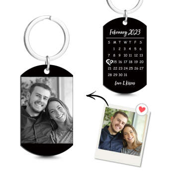 Custom Photo Calendar Keychain Tag Keychain Wedding Gift for Couple Valentine's Day Gift