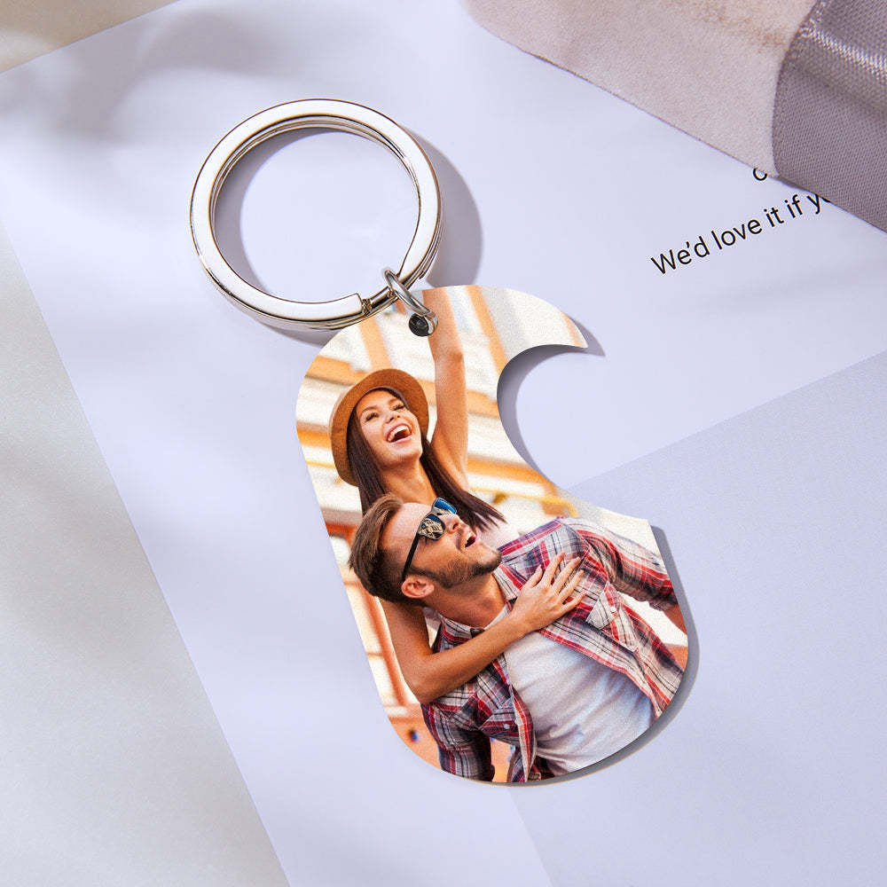 Personalized Photo Steal My Heart Couple Keychain Custom Engraved Keychain Necklace Set for Couples - yournamenecklaceuk