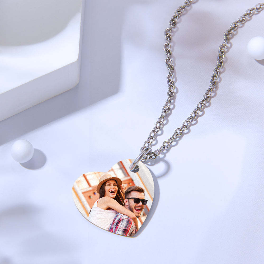 Personalized Photo Steal My Heart Couple Keychain Custom Engraved Keychain Necklace Set for Couples - yournamenecklaceuk