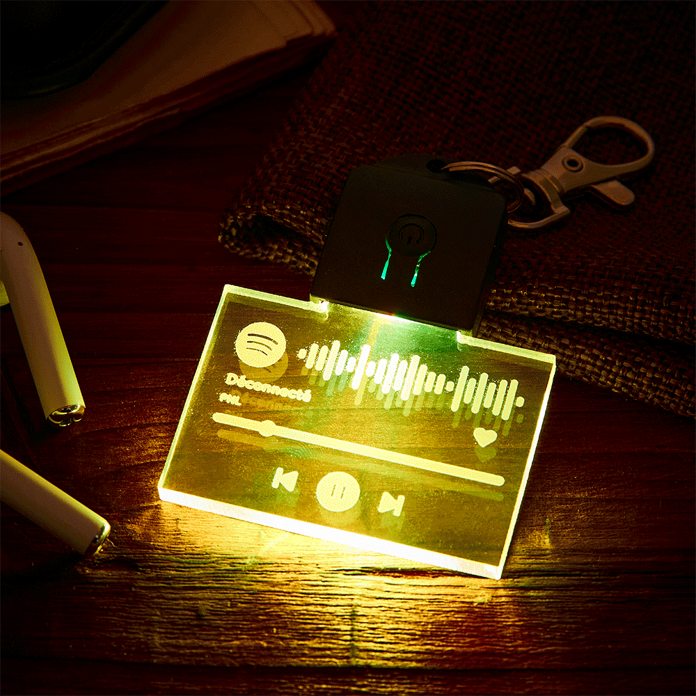 Scannable Spotify Code 7 Colors Light Up Keychain Personalized LED Acrylic Keyring Creative Gifts - yournamenecklaceuk